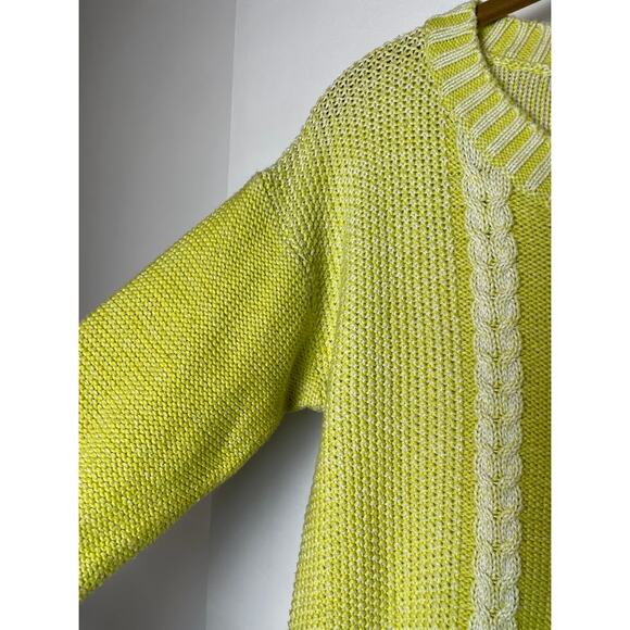 Cable Knit Sweater Womens Size Medium Pullover Chunky Cozy Knit Top Lemon Color - Picture 5 of 15